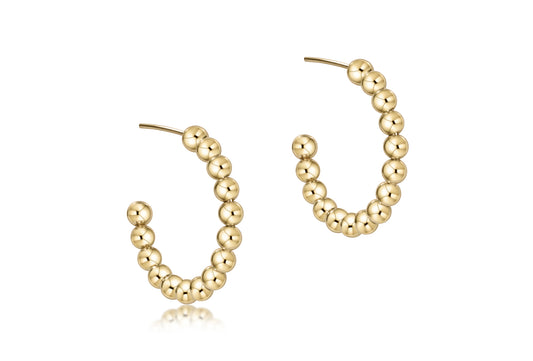 Beaded Classic 1.25" Post Hoop - 4mm Gold