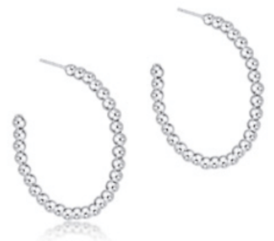 Beaded Classic 1.25" Post Hoop - 3mm Sterling