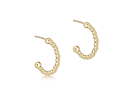 Beaded Classic 1" Post Hoop - 2mm Gold