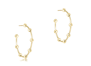 Beaded Simplicity 1.5" Post Hoop - 4mm Gold