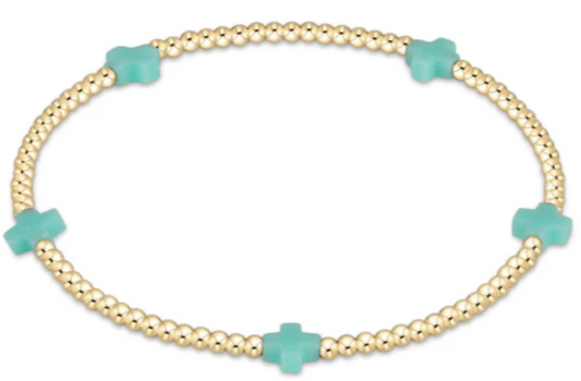 Signature Cross Small Gold Pattern 2mm Bead Bracelet