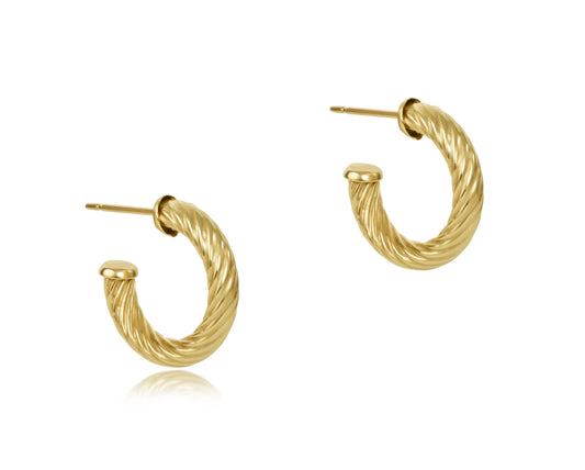 Round Gold 0.5" Post Hoop - 4mm - Textured Twist