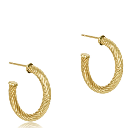 Round Gold 1.125" Post Hoop - 4mm - Textured Twist