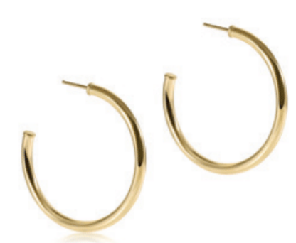 Round Gold 1.5" Post Hoop - 3mm - Smooth