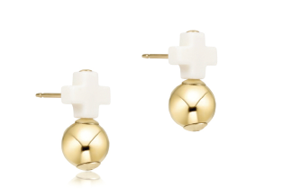 Signature Cross Off-White Stud - Classic Gold.