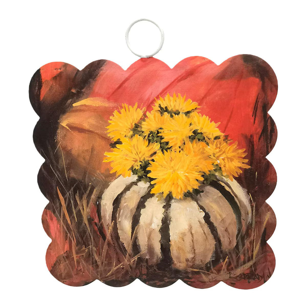 Mini Scallop Art Gourd & Spider Mums