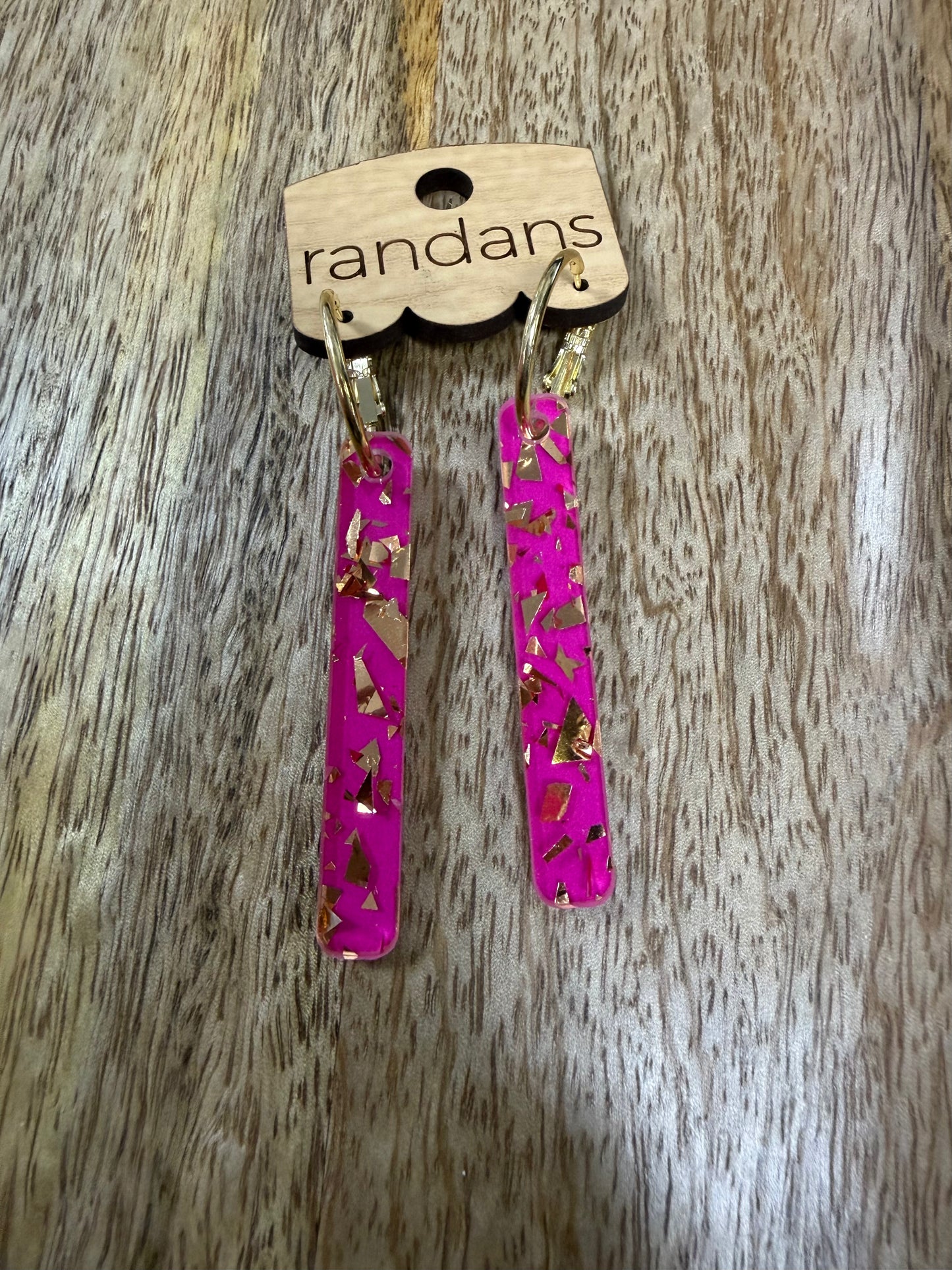 Pink w/ Golden Specks Bar Earrings