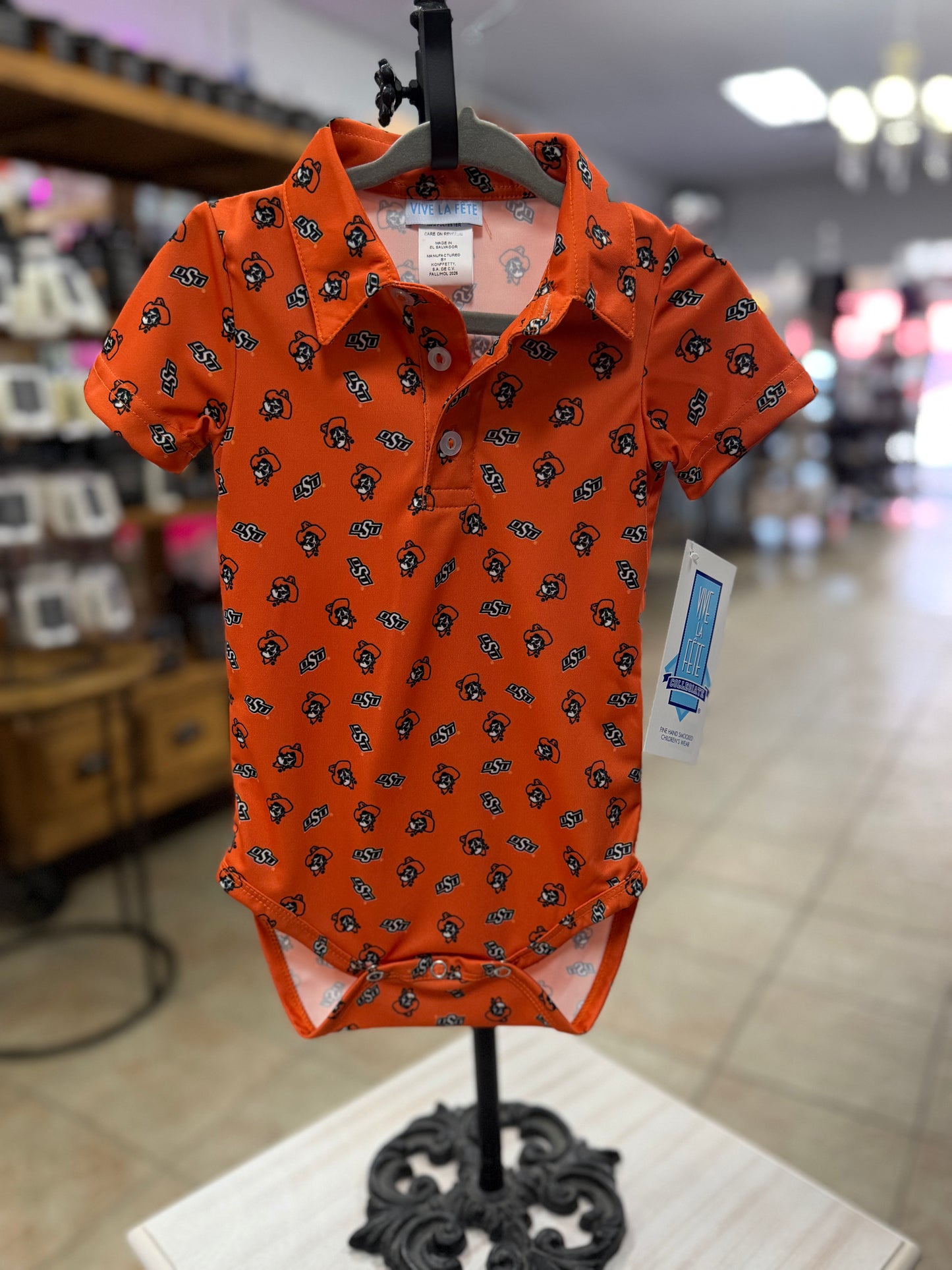 Oklahoma State Cowboys  Orange Short Sleeve Polo bodysuit