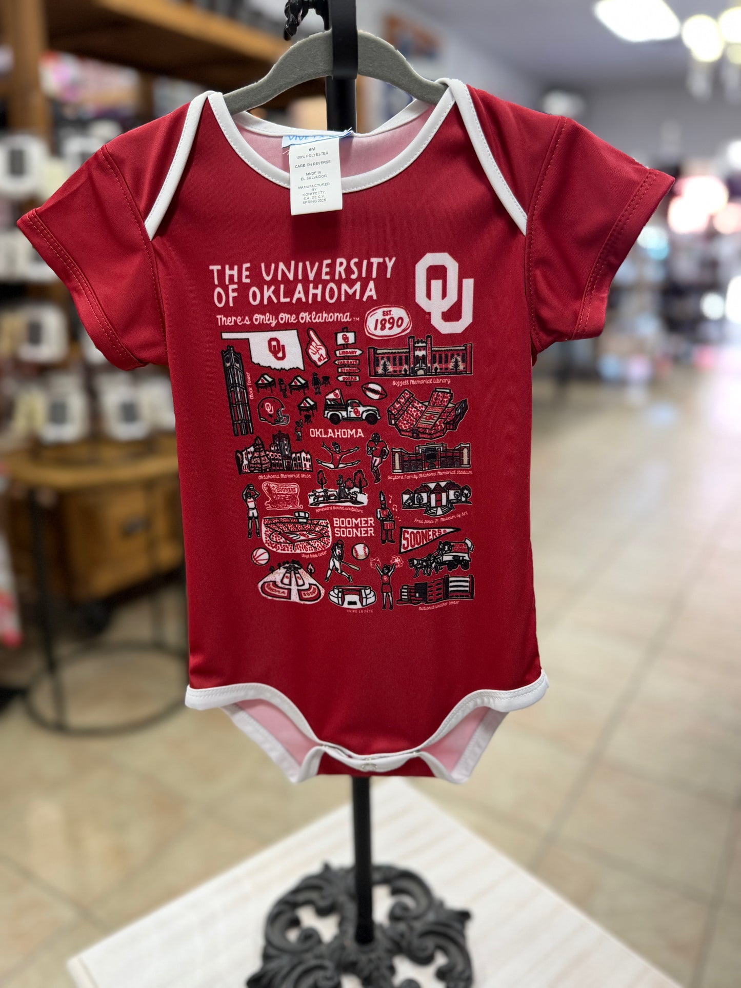 Oklahoma Sooners Hand Sketched Short Sleeve Bodysuit