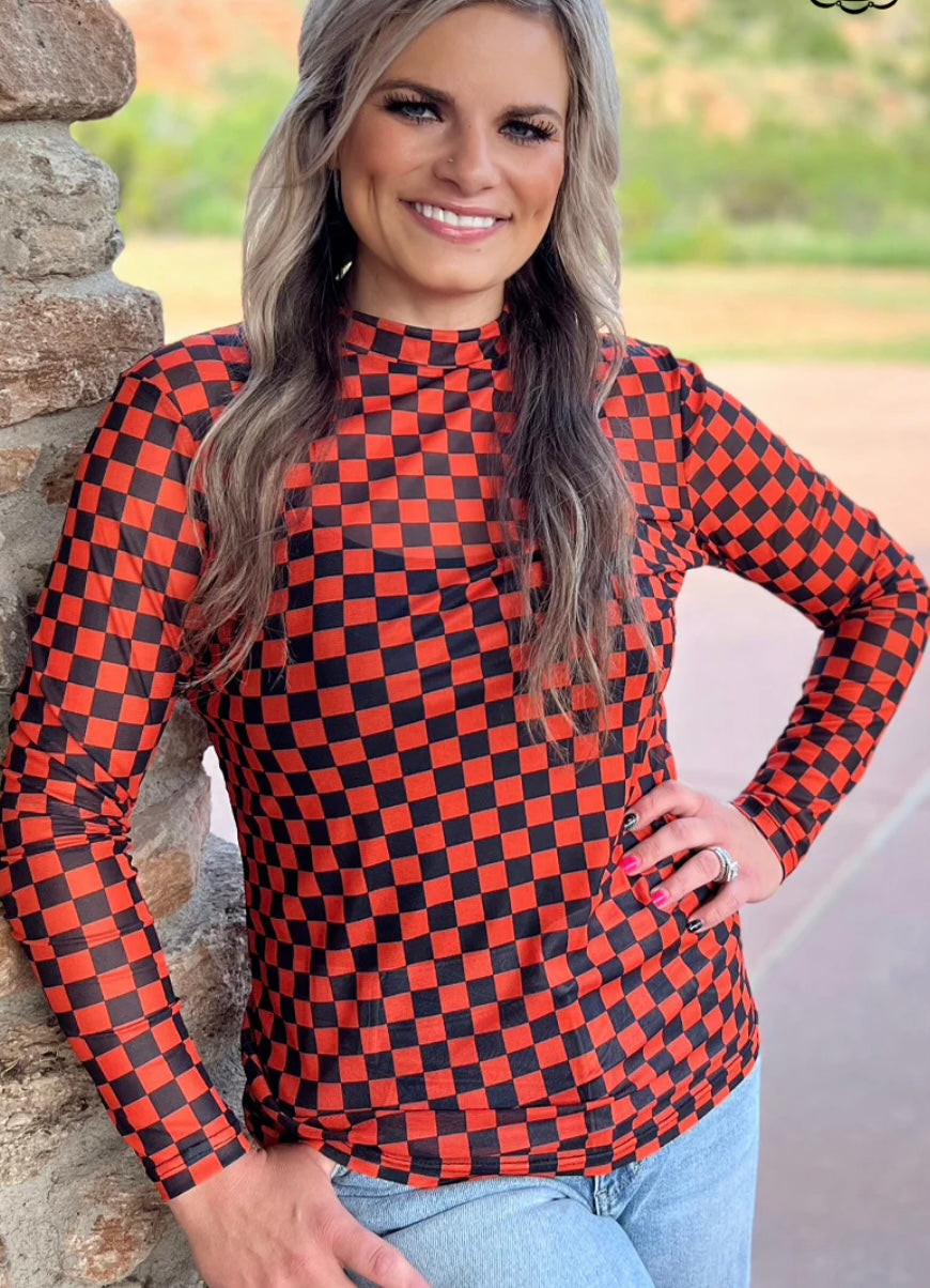 Checkered Mesh Top