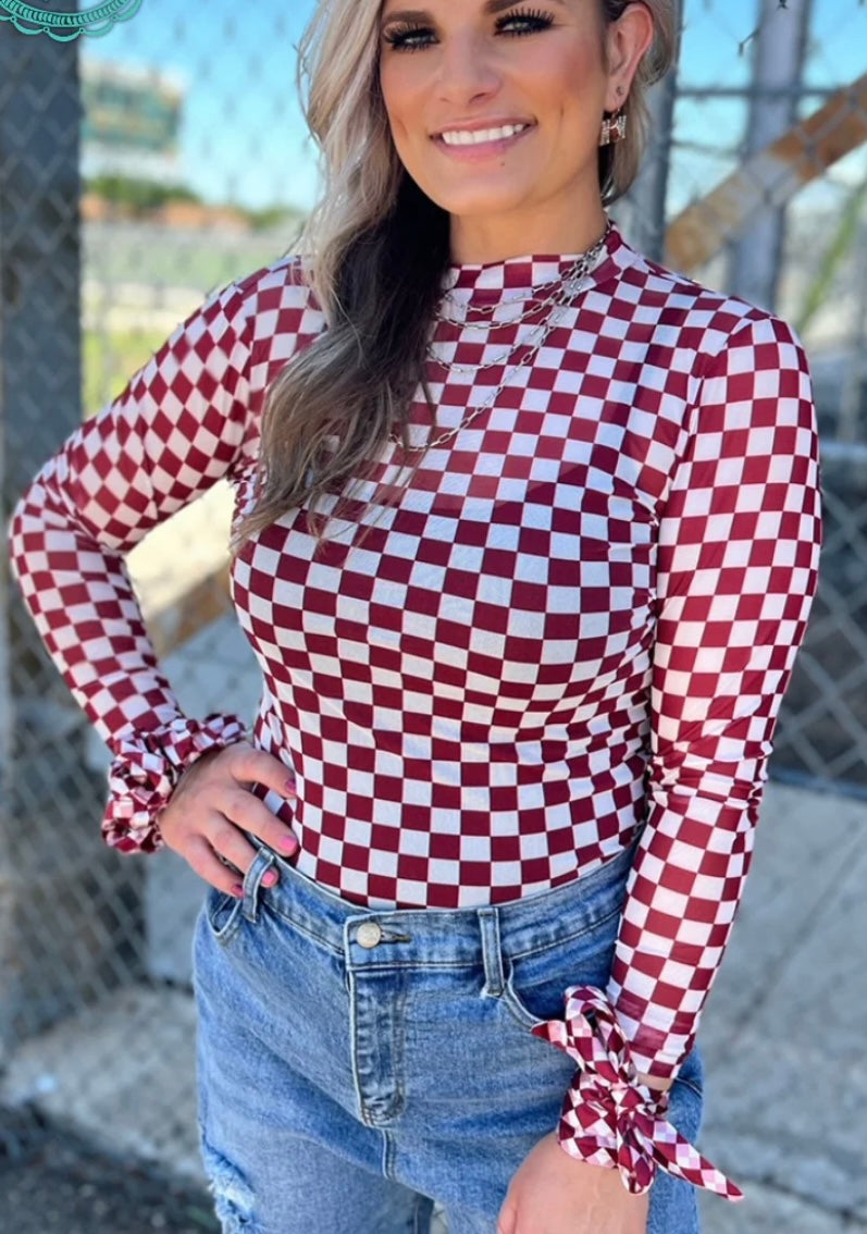 Checkered Mesh Top