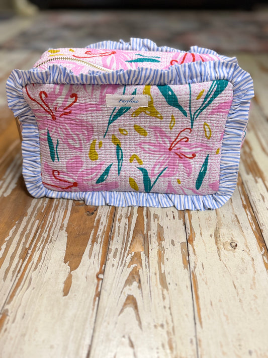 FRILLY TOILETRY BAG GARDEN PARTY