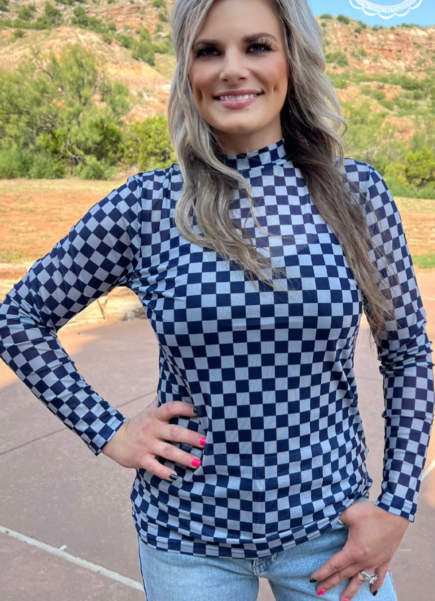 Checkered Mesh Top