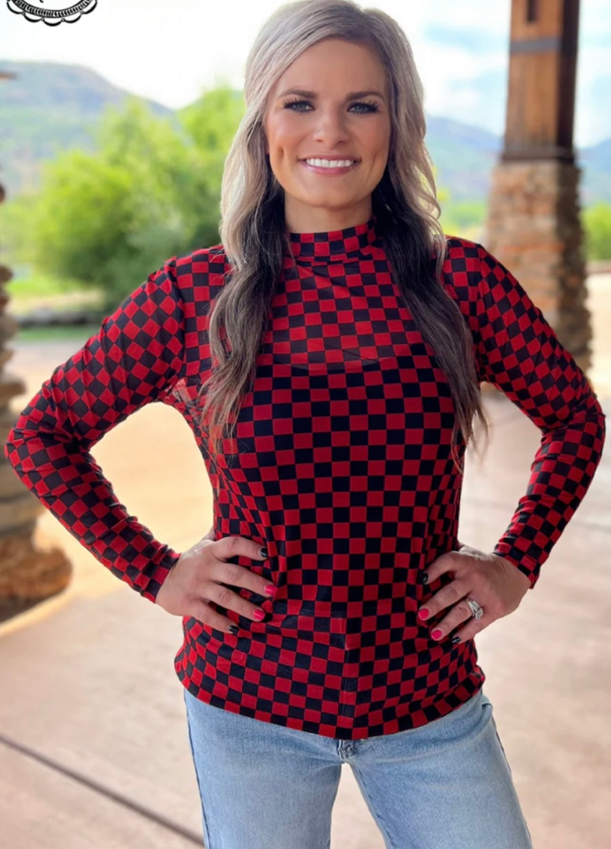 Checkered Mesh Top