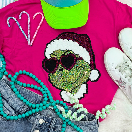 Grinch Sequin Patch Tee