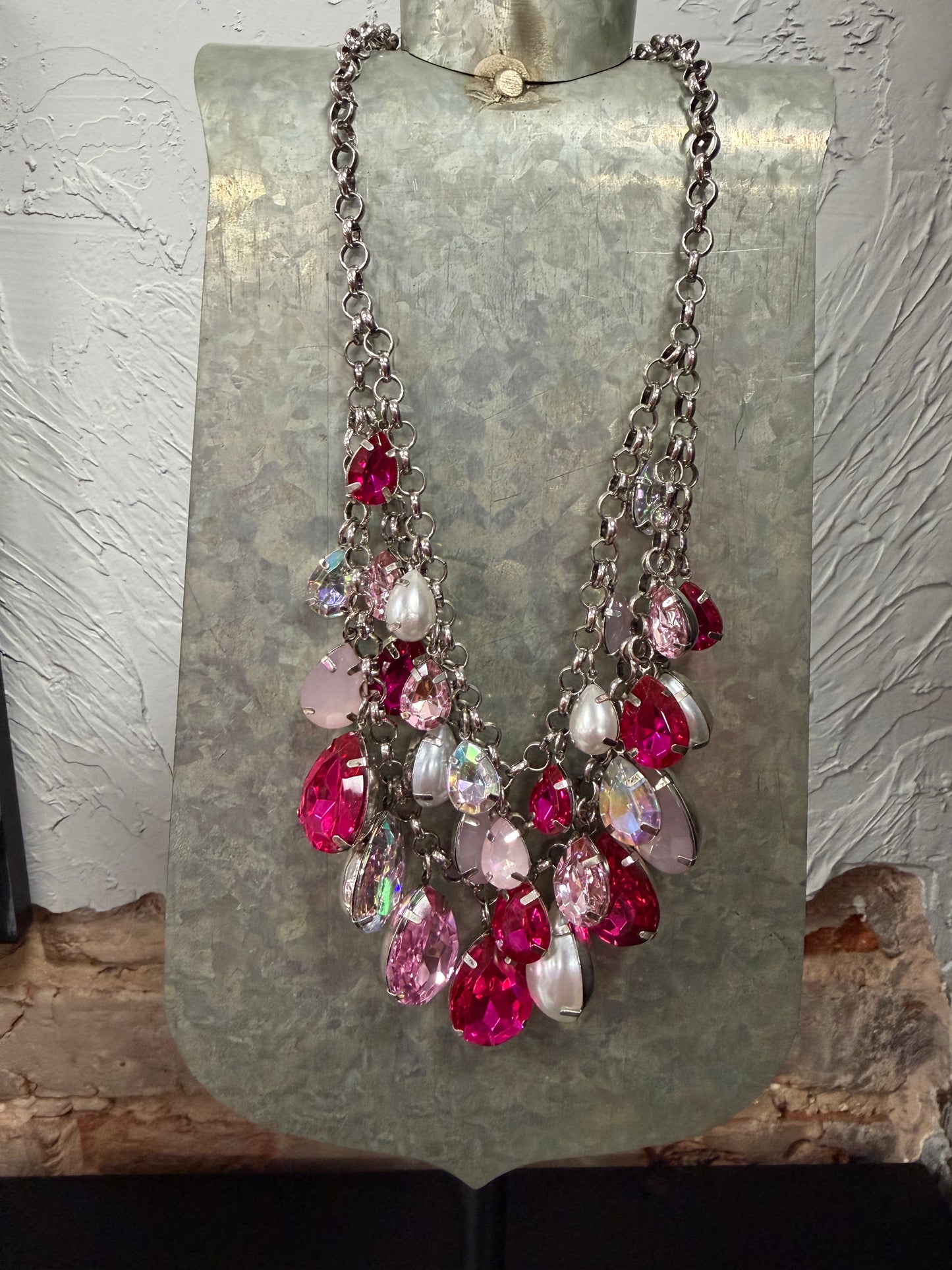 Pink & Pearl Tiered Necklace
