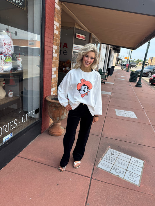 Sequin Varsity Long Sleeve Tee in Oklahoma State University