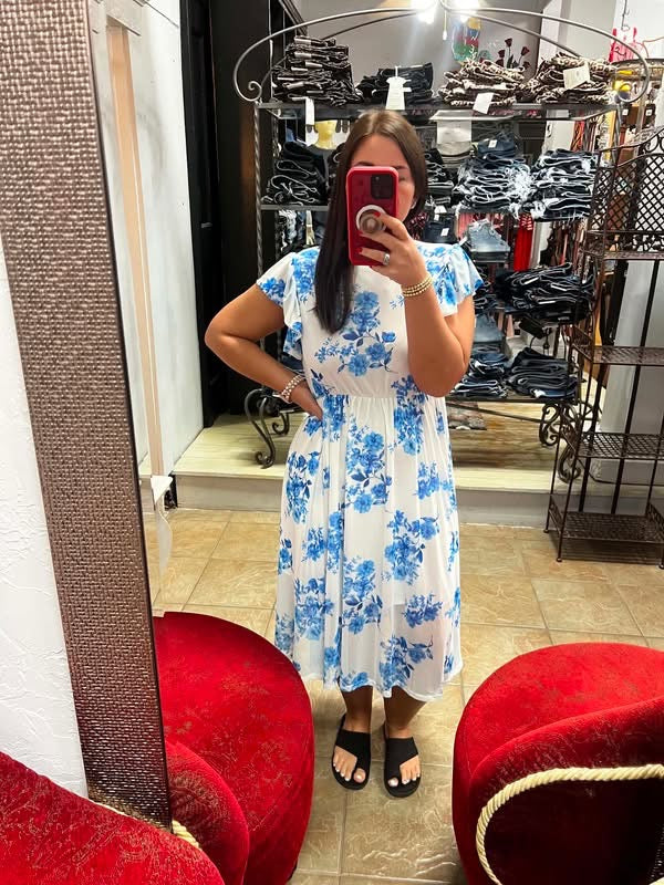 Soft Sky Floral Midi