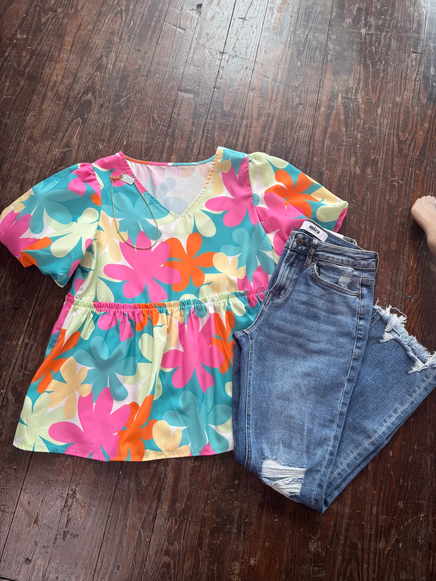 Pink Floral Print Top