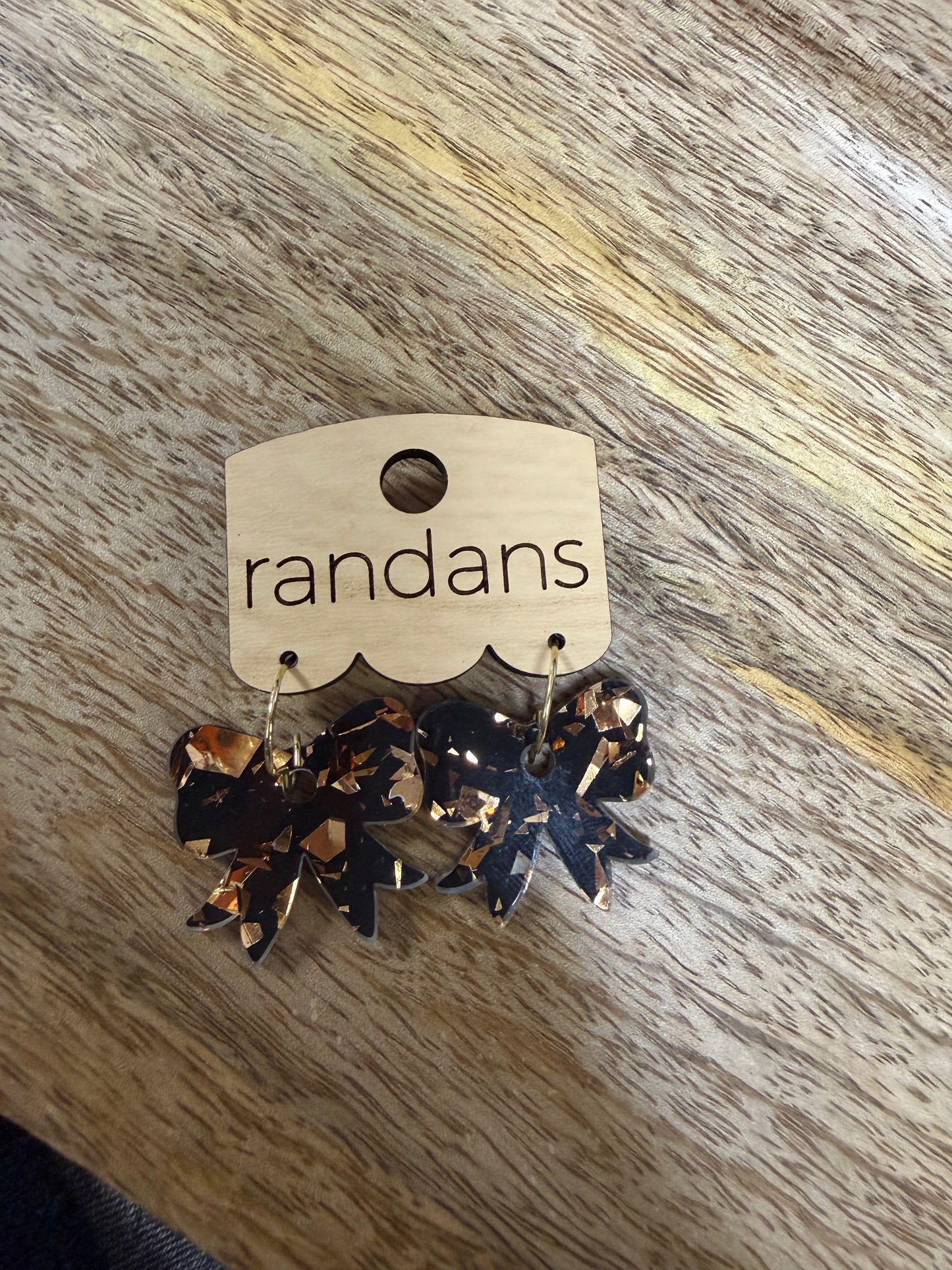 Black w/ Golden Specks Bow Earrings