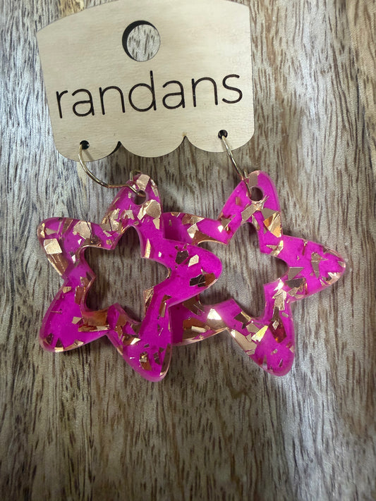 Pink w/ Golden Specks Star Earrings