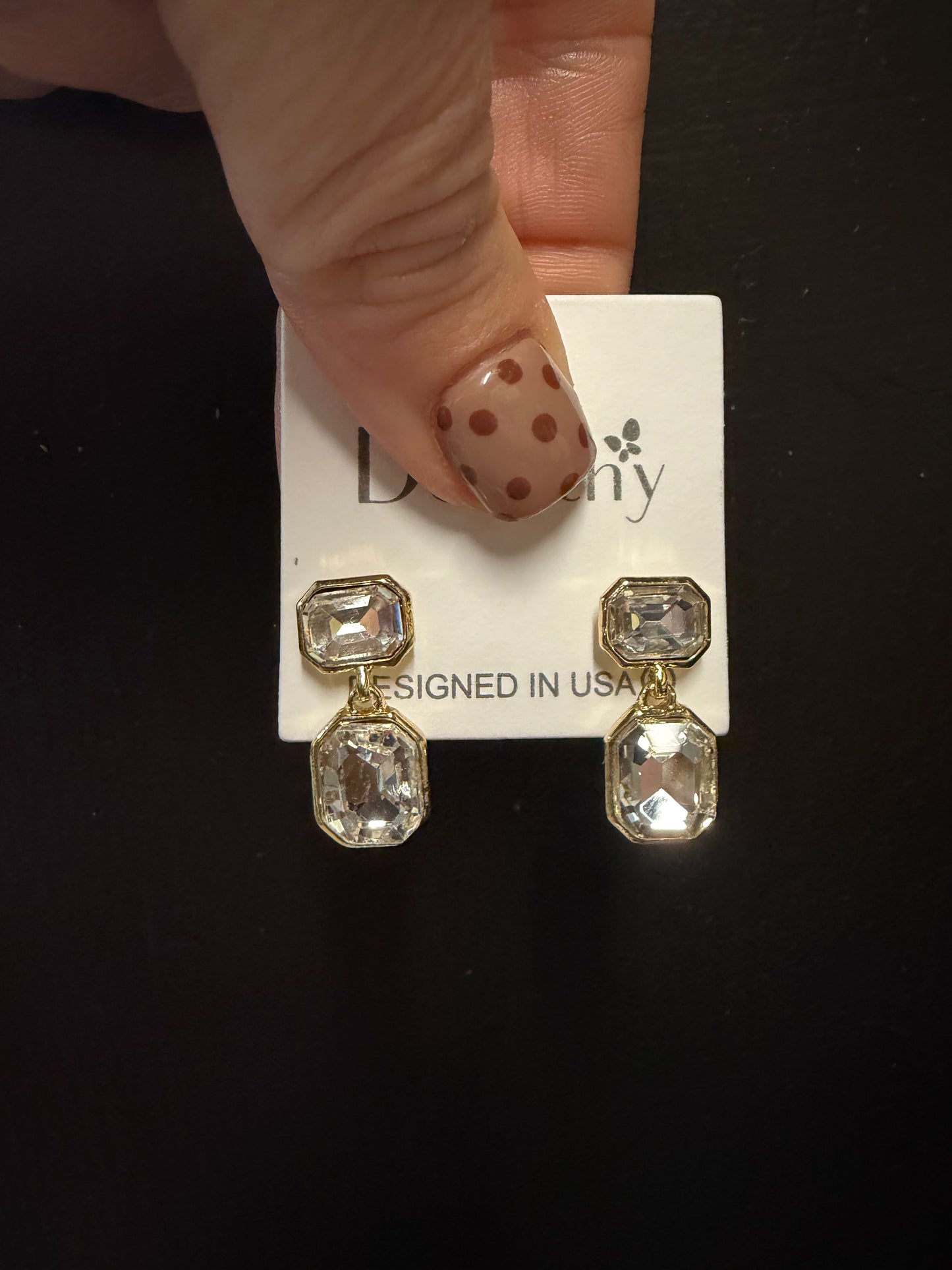 Jewel Tone Drop Crystal Earrings