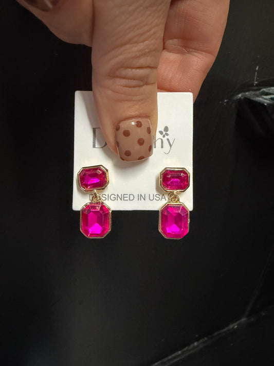 Jewel Tone Drop Crystal Earrings