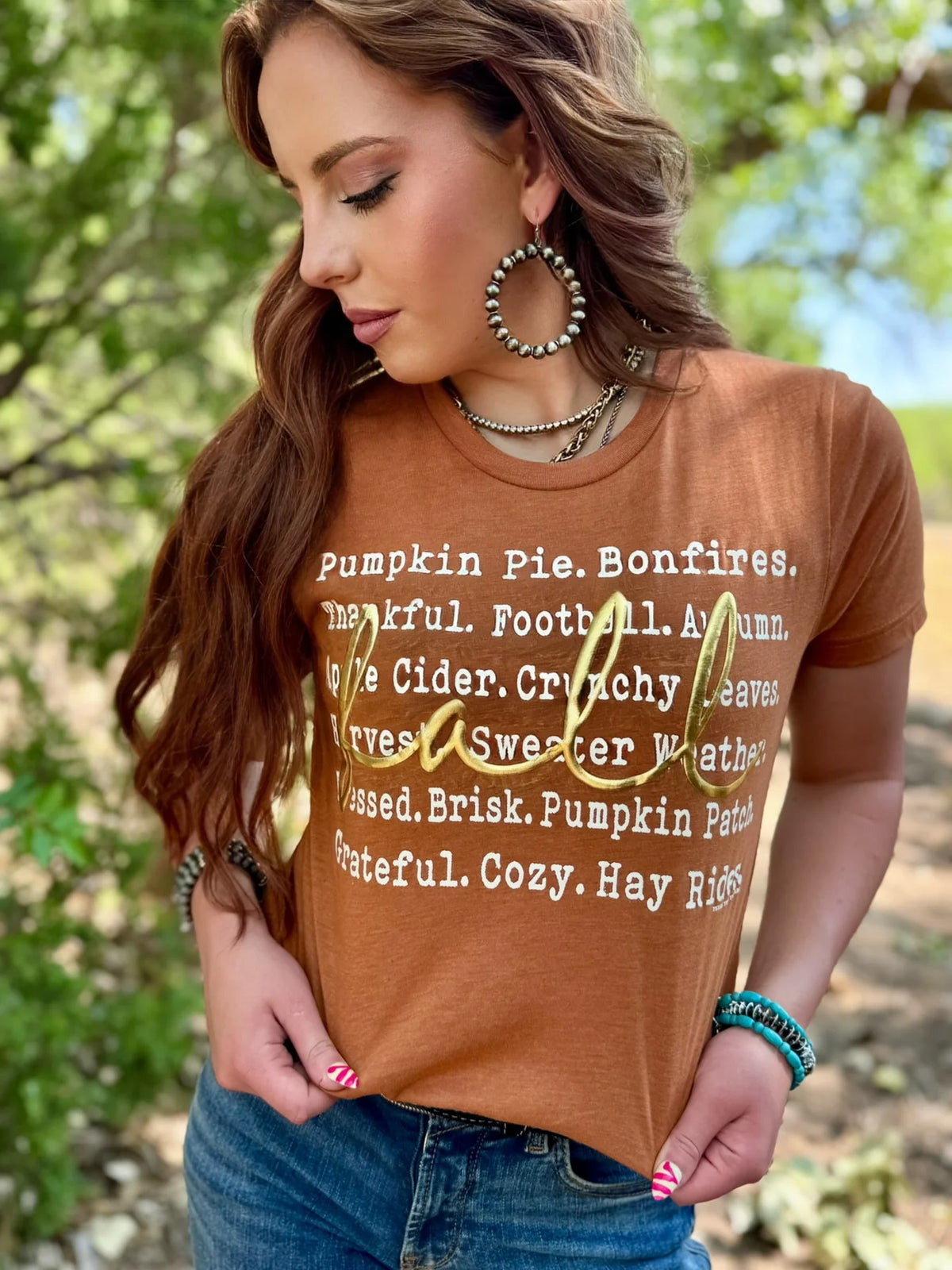Words of Fall with Metallic Puff Tee