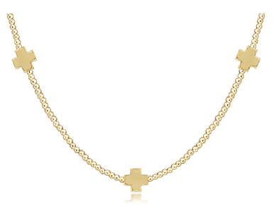 15" Choker Beaded - Signature Cross 2mm Gold - Gold