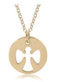 16" Necklace Gold - Guardian Angel Gold Disc.