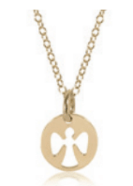 16" Necklace Gold - Guardian Angel Small Gold Disc.