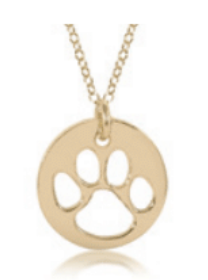 16" Necklace Gold - Paw Print Gold Disc.