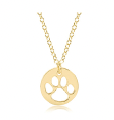 16" Necklace Gold - Paw Print Small Gold Disc.