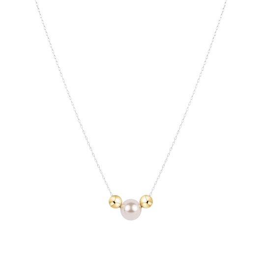 16" Necklace Mixed Metal - Purpose Gold Pearl