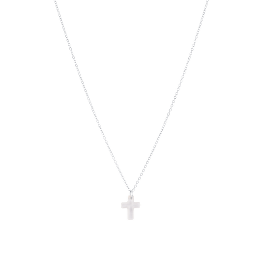 16" Necklace Sterling - Blessed Crystal Charm