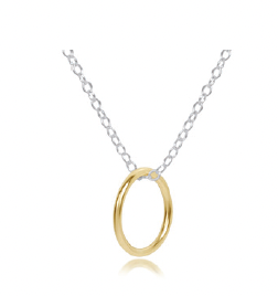 16" Necklace Sterling Mixed Metal - Halo Gold Char