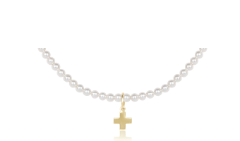 17" Choker Classic Pearl 3mm Bead - Signature Cross