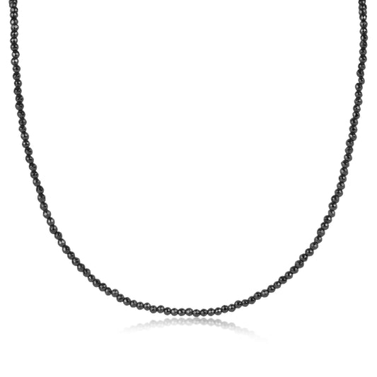17" Choker Faceted Hematite 2mm Bead
