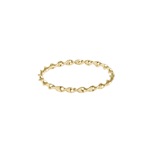 Classic Gold Twisted Thin Band Ring - Size 6