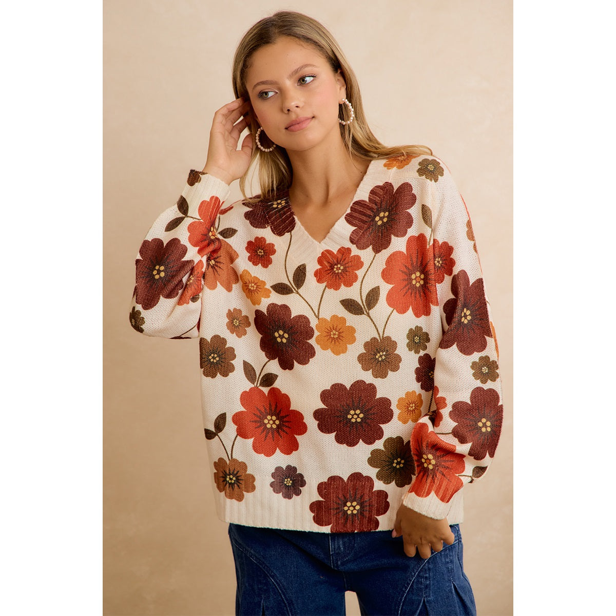 Vintage Petal Pullover Sweater