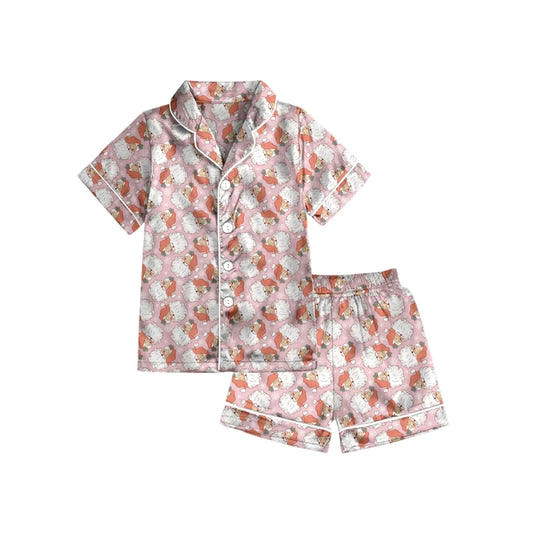 Lounge Short Set - Pink Santas