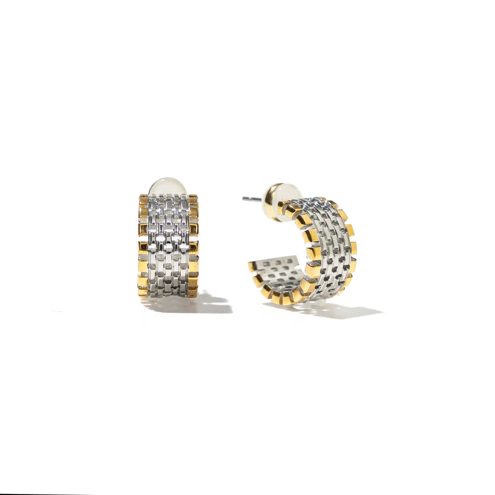 Waterproof Two‑Tone Watch Hoops