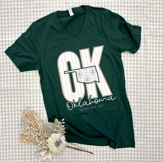 OKLAHOMA 2025: OK Stripes & Floral Coquette VNeck