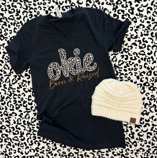 OKLAHOMA 2025: Okie Leopard Born & Raised *Gold Shimmer* VNeck