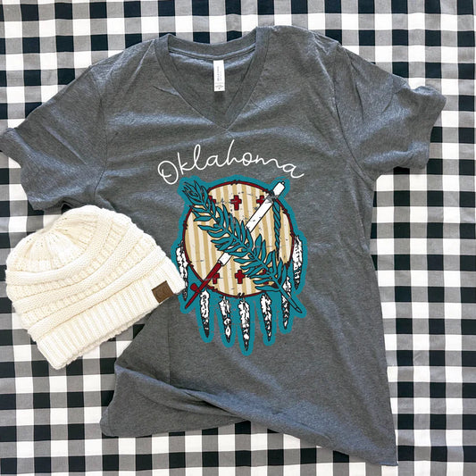 OKLAHOMA 2025: Striped Dreamcatcher VNeck