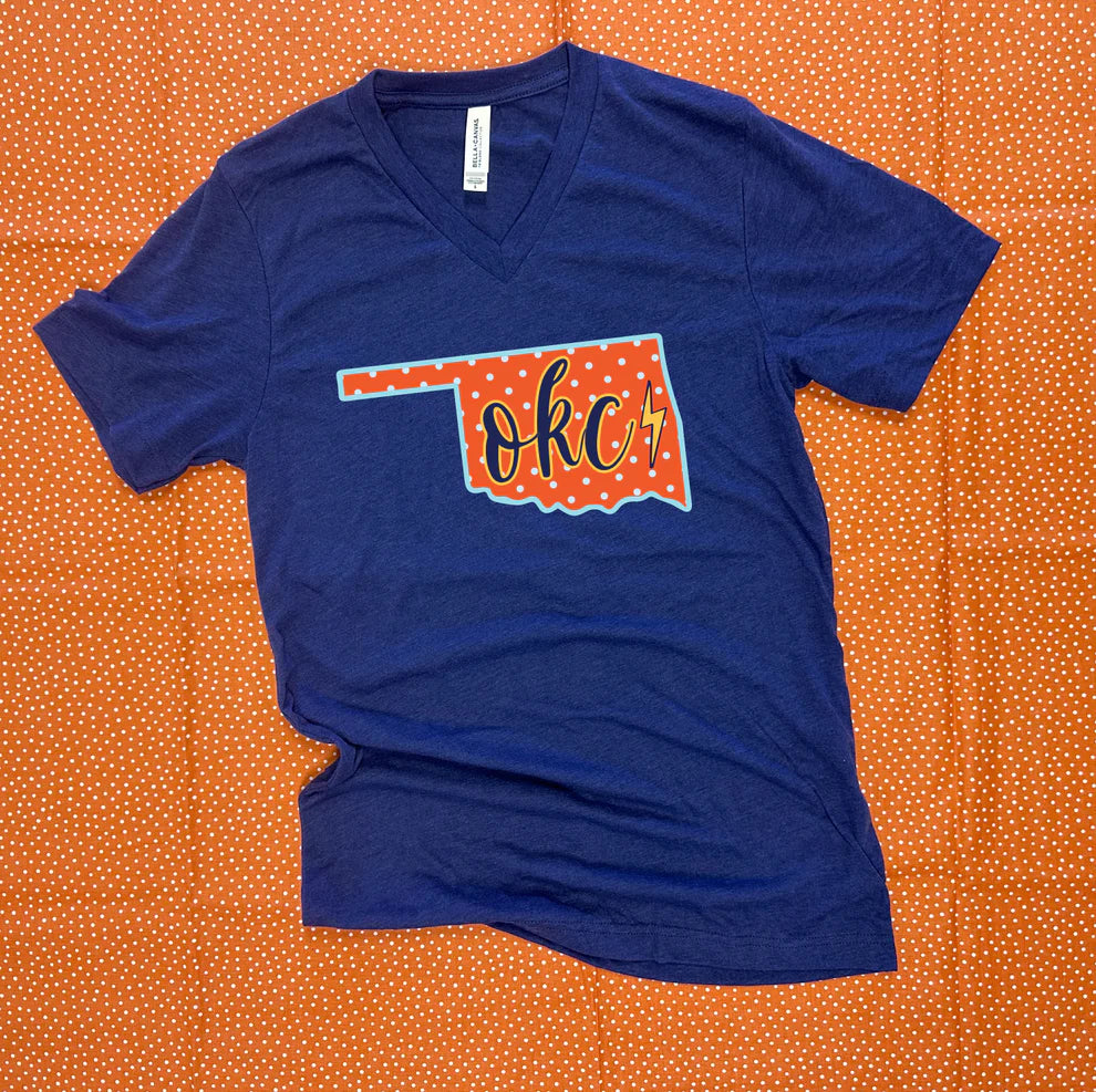 OKC SPIRIT 2025: Oklahoma State Shape "OKC" Script