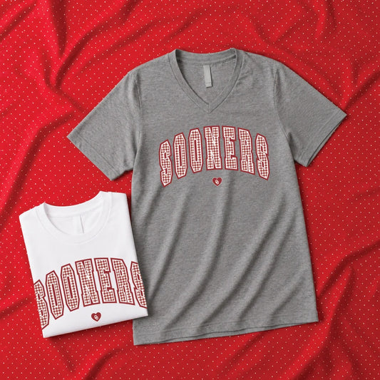 UNIV. of OKLAHOMA 2026: Sooners Gingham (WHITE BELLA CANVAS CREW NECK)