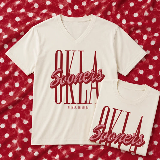 UNIV. of OKLAHOMA 2026: OKLA Sooners Script (BELLA CANVAS VNECK)
