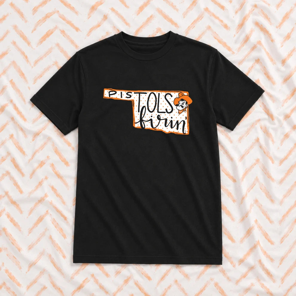 OK STATE 2026: Pistols Firin State Shape with Polkadots (COMFORT COLORS SHORTSLEEVE)