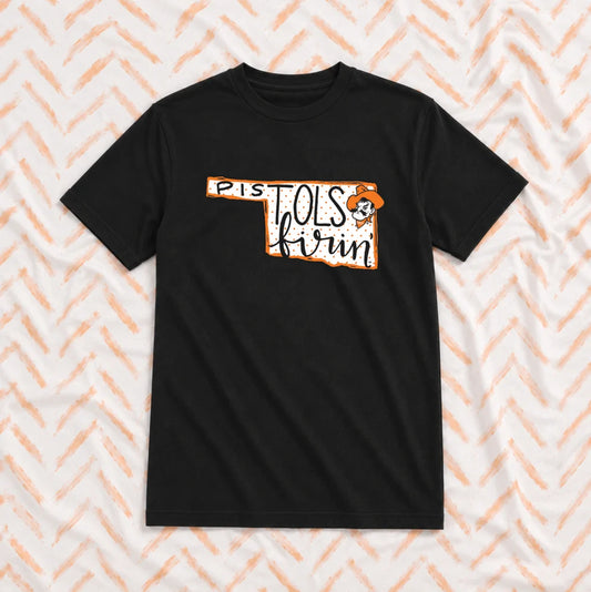 OK STATE 2026: Pistols Firin State Shape with Polkadots (COMFORT COLORS SHORTSLEEVE)